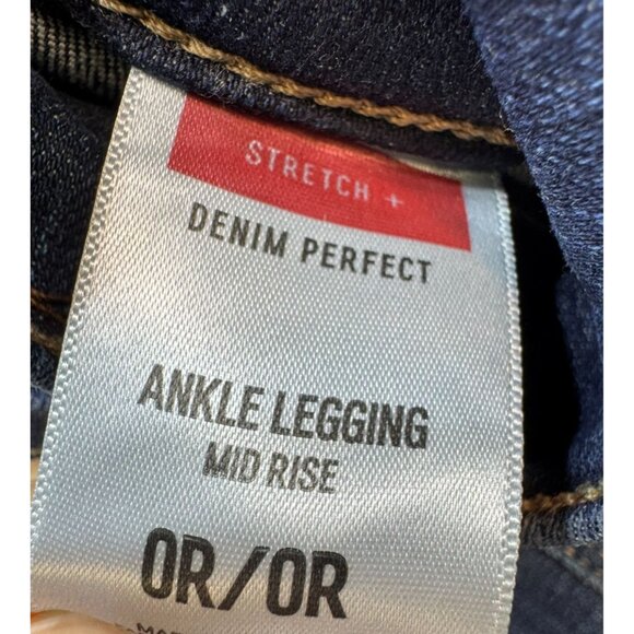 Express Denim Perfect Mid Rise Ankle Legging Stretch Jeans Size 0R Blue - Picture 3 of 13